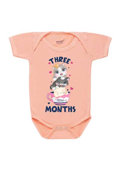 KNITROOT Infant Kids
                    Three Months Old Theme Printed T-shirt