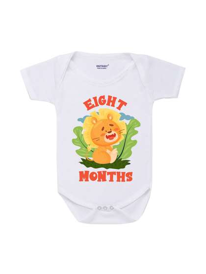 KNITROOT Infant Kids
                    White & Yellow Lion Eight Month Printed
                    Bodysuit