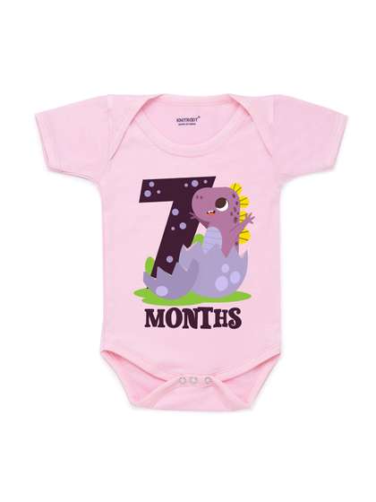 KNITROOT Infants Pink
                    Printed Seven Months Old Theme Cotton Bodysuit
