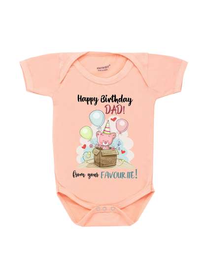 KNITROOT Infants Kids
                    Peach Happy Birthday Dad Printed Theme Cotton
                    Bodysuit