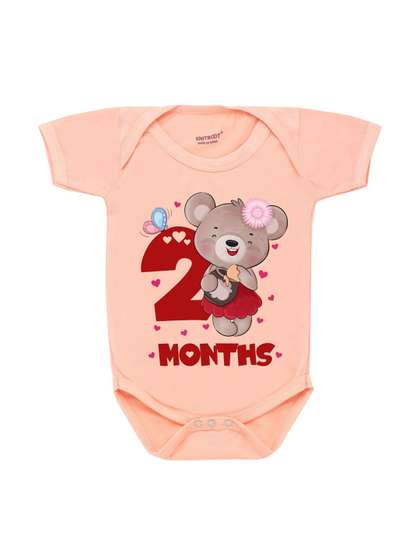 KNITROOT Infants Peach
                      Printed Two Months Theme Cotton Bodysuit