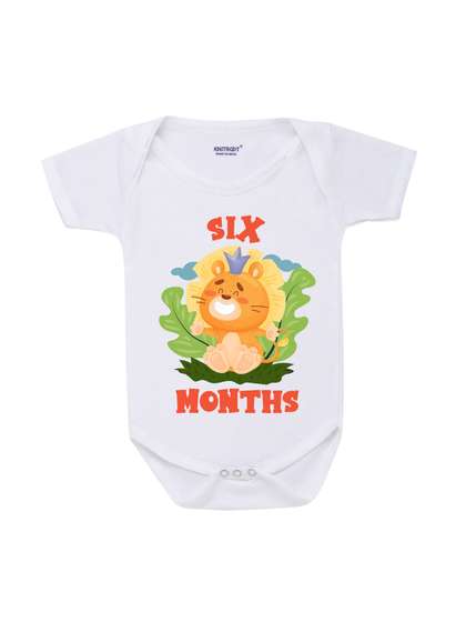KNITROOT Infants White
                    Printed Six Months Theme Cotton Bodysuit