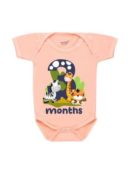 KNITROOT Infants Printed
                    Two Months Milestone Theme Cotton Bodysuit .