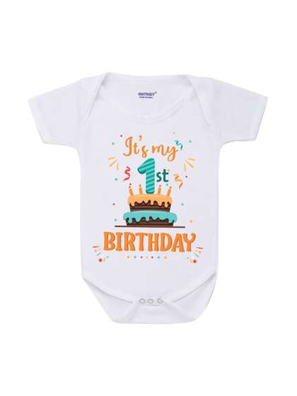 KNITROOT Infants Printed
                    First Birthday Milestone Theme Cotton Bodysuit
