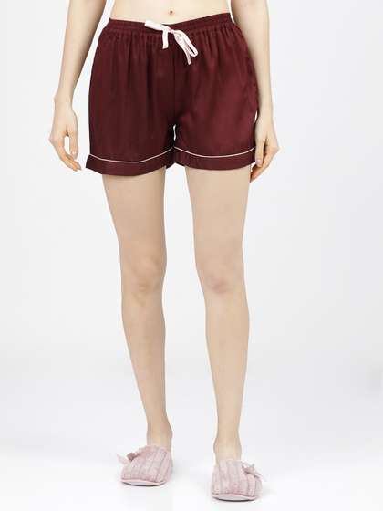 Tokyo Talkies Women
                        Burgundy Lounge Shorts