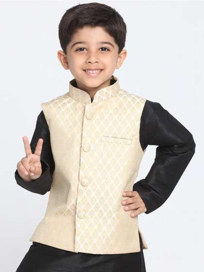 VASTRAMAY Boys Woven-Design Slim-Fit Nehru Jacket