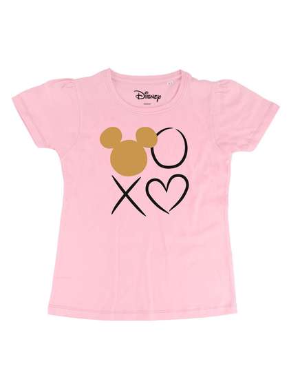 Disney by Wear Your
                      Mind Girls Pink Graphic Print Biowashed Cotton
                      Top