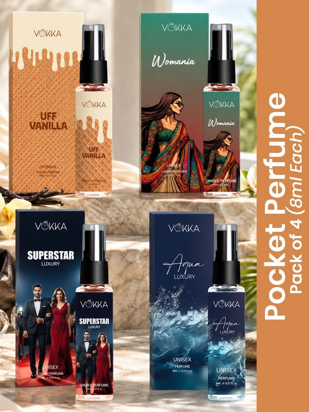 4Pcs Long Lasting EDP 8ml Each