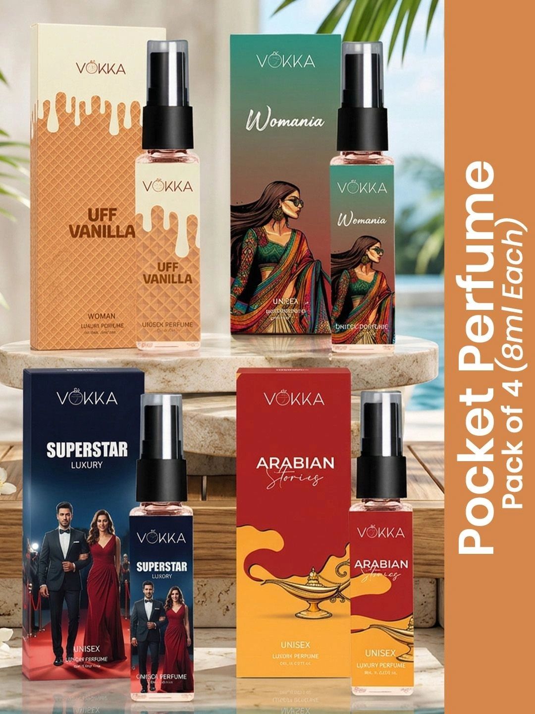 4Pcs Long Lasting EDP 8ml Each