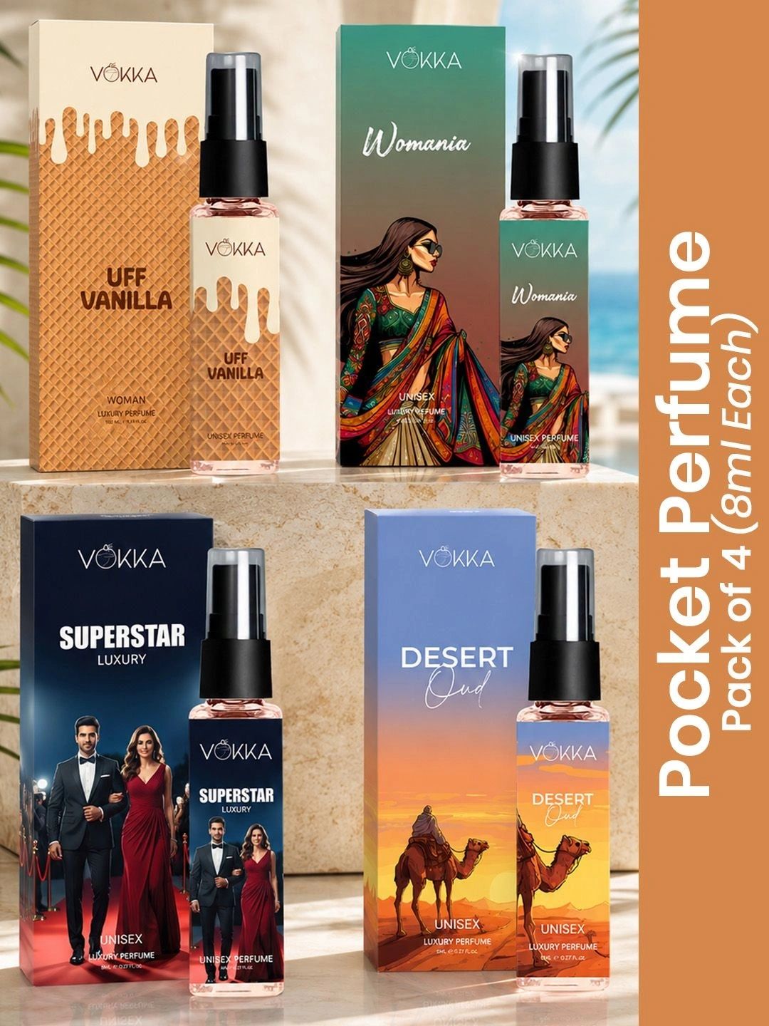 4Pcs Long Lasting EDP 8ml Each