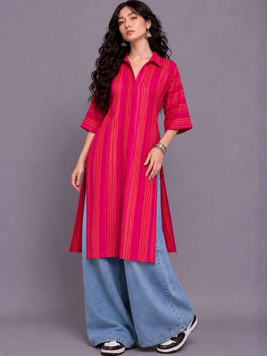 Sangria Women Striped Kurta deal from myntra