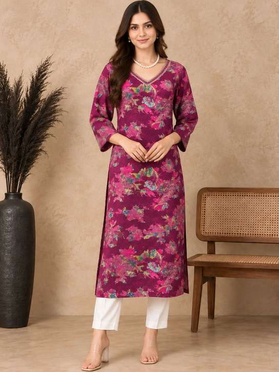 CHETI Floral Printed V-Neck Kurti deal from myntra