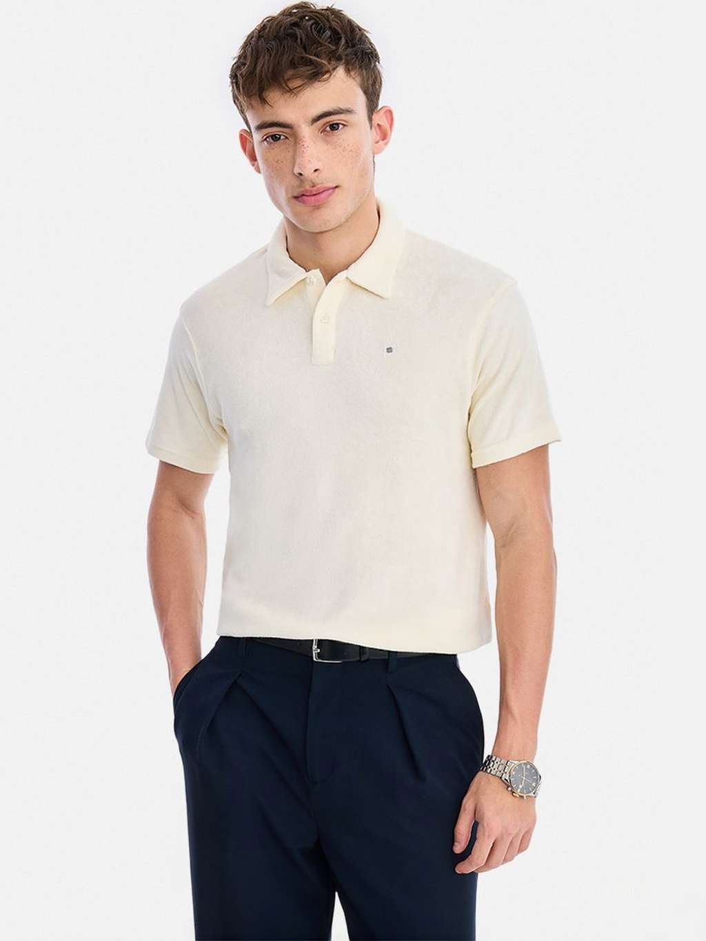 Snitch Embroidered Blended Polo Collar Short Sleeves T-shirt — image 1 of 8