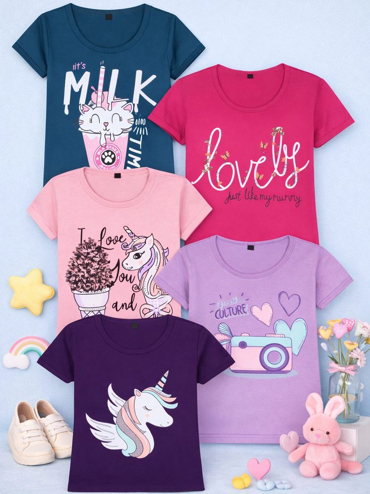 FAZZA Pack Of 5 Printed T-shirts