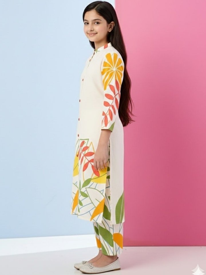 KALINI Girls Embroidered Kurta