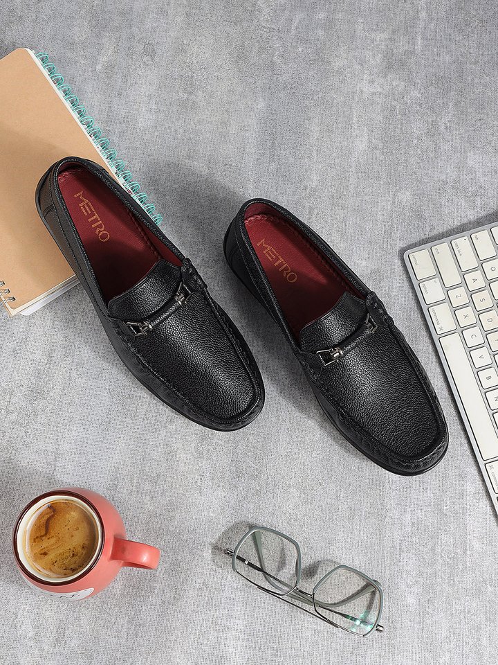 Metro Men Textured Horsebit Loafers