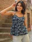 Rain & Rainbow Floral Printed Sleeveless Peplum Pure Cotton Top view 2