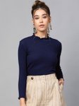 SASSAFRAS Black High Neck Cropped Top view 2