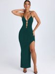 Clafoutis Halter Neck Bodycon Maxi Dress With Cut-Outs view 1