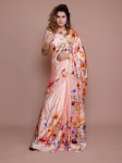 Anouk Floral Satin Saree With Blouse Piece