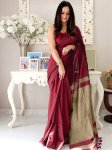 Anouk Striped Pure Cotton Khadi Saree