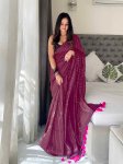 Anouk Striped Pure Cotton Khadi Saree