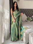Anouk Colourblocked Printed Tissue Saree