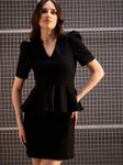 Ruffled Denim Peplum Mini Dress view 1