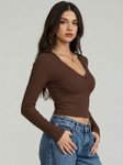 Maroon Ribbed Crop Top view 3