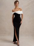 Off-Shoulder Crepe Bodycon Maxi Dress view 1