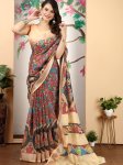 Anouk Kalamkari Zari Linen Blend Saree