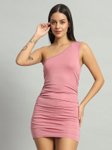 ND & R Women Solid Strechable Single Shoulder Bodycon Dress view 1