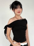 One Shoulder Tie Up Strap Top view 2
