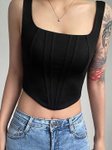 Projas Women Square Neck Corset Crop Top view 2