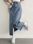 Dolsia Denim Midi A-Line Skirt view 2