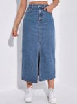 Dolsia Denim Midi A-Line Skirt view 3