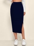 QIOA Knee Slit Pencil Midi Skirt view 3