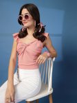 Women Solid Sweetheart Neck Cotton Crop Top view 4