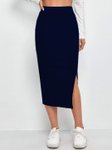 QIOA Below Knee Slit Pencil Midi Skirt view 2