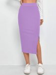 QIOA Below Knee Slit Pencil Midi Skirt view 3