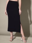 QIOA Mid Rise Pencil Below Knee Length Skirt view 3