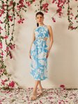 STREET 9 Women Floral Print Crepe Halter Neck Cut Outs A-Line Midi Dress view 1