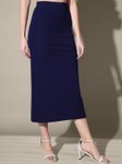 QIOA Mid Rise Pencil Below Knee Length Skirt view 1