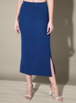 QIOA Mid Rise Pencil Below Knee Length Skirt view 2