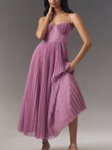 Bebe Pleated Spaghetti Strap Bustier Fit & Flare Maxi Dress view 5