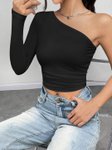 Stylecast X Slyck Solid Pattern One Shoulder Ruched Top view 1