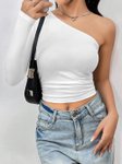 Stylecast X Slyck Solid Pattern One Shoulder Ruched Top view 2