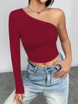 Stylecast X Slyck Solid Pattern One Shoulder Ruched Top view 3