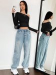 Stylecast X Slyck Solid Pattern Off-shoulder Ruched Crop Top view 1