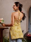 Women Paisley Printed Halter Neck Pure Cotton Kurti view 2